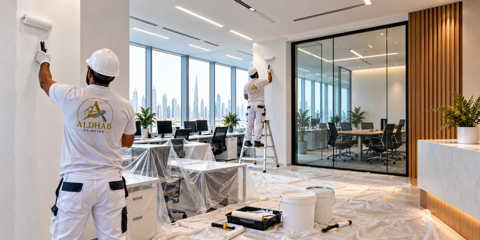 Office and commercial painting work by Aldhab Painting LLC in Dubai